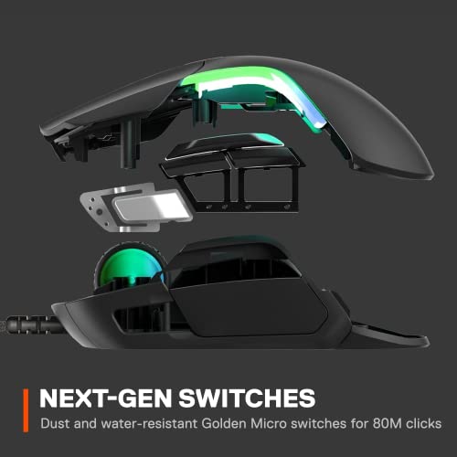 SteelSeries Rival 5 Gaming Mouse with PrismSync RGB Lighting and 9 Programmable Buttons – FPS, MOBA, MMO, Battle Royale – 18,000 CPI TrueMove Air Optical Sensor - Black