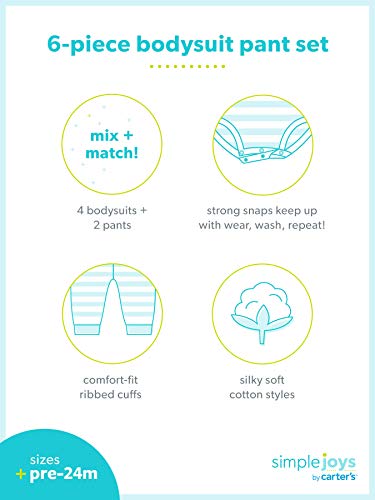 Simple Joys by Carter s Baby Girls  6-Piece Bodysuits (Short and Long Sleeve) and Pants Set