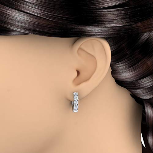 1 Carat to 5 Carat 14K Gold Round White Diamond Ladies Huggies Hoop Earrings (I1-I2 Clarity)-IGI Certified